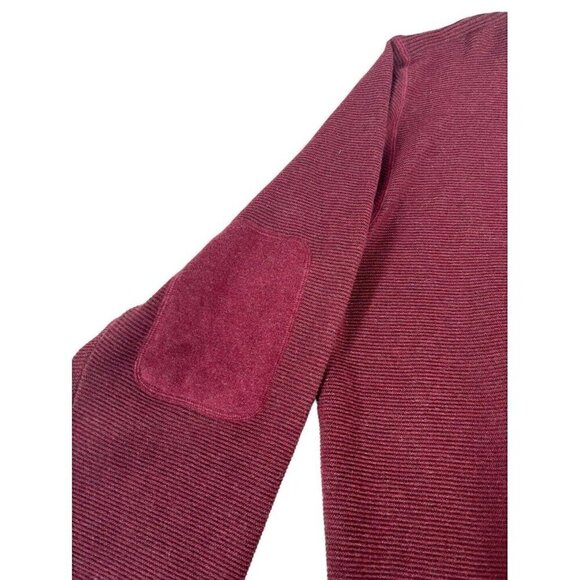 NAT NAST Men's Sz L 1/4 Zip Burgundy Ribbed Pullover Sweater Elbow Patches - Picture 9 of 10